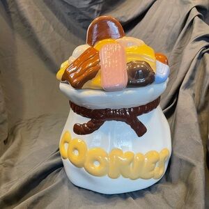 Vintage Sack of Cookies Colorful Cookie Jar with Lid